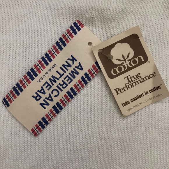 VTG DEADSTOCK Rare Velva Sheen Ivory Cream Snickers Racing V-Neck Sweater Sz XL - Picture 14 of 16